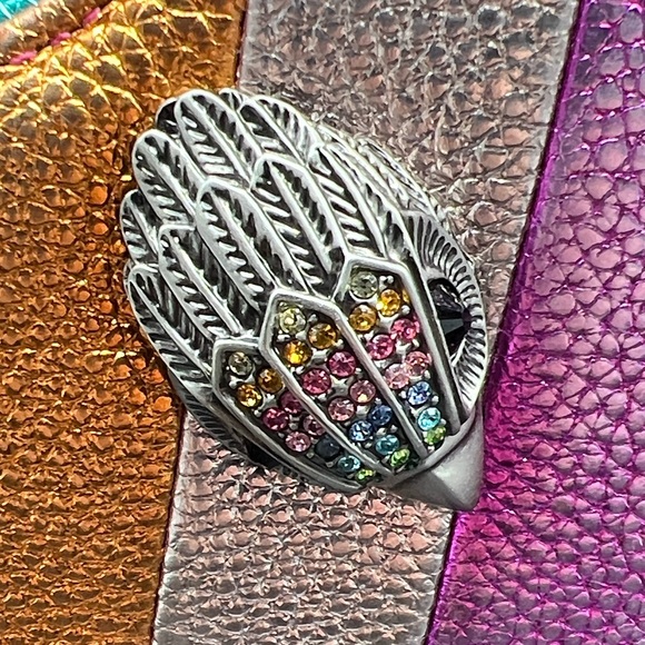 Kurt Geiger Rainbow Striped Heart Crossbody in Multicolor Leather - Picture 2 of 12